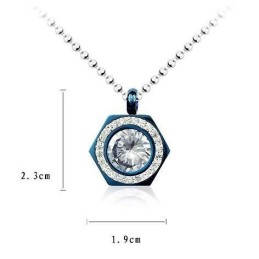 Halskette Mit Anhänger Aus Reinem Titan Und Diamanten In Blau Mit Hexagramm