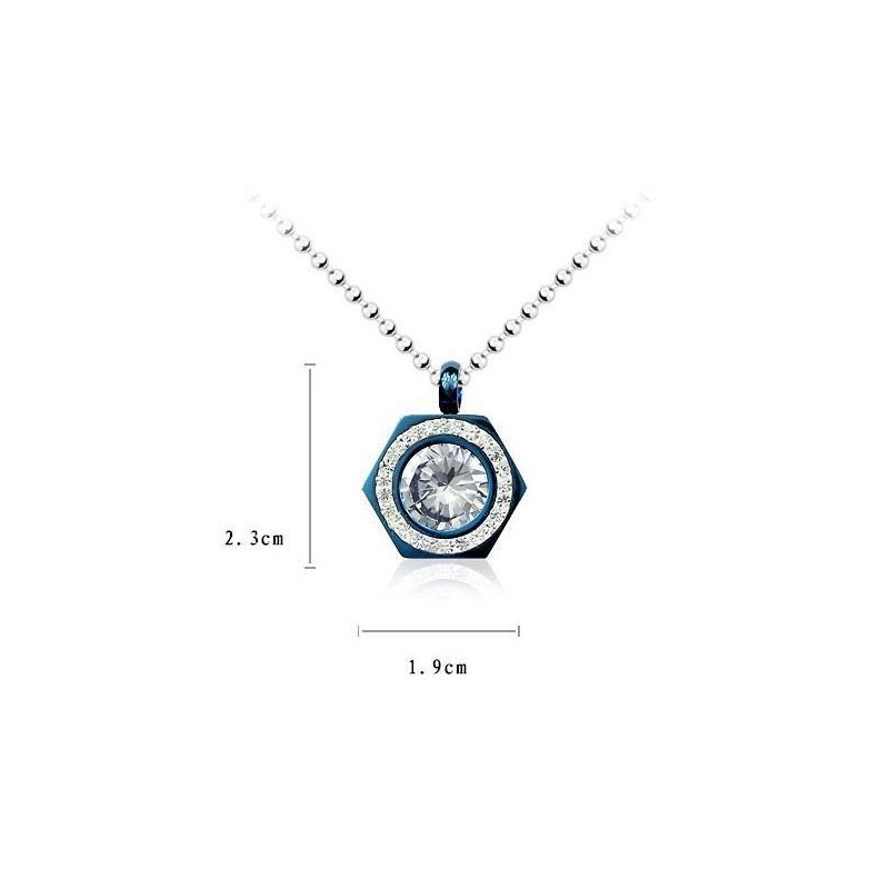 Halskette Mit Anhänger Aus Reinem Titan Und Diamanten In Blau Mit Hexagramm Halskette Mit Anhänger Aus Reinem Titan Und Diamanten In Blau Mit Hexagramm