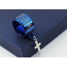 Exquisite Blaue Titanring-Halskette Und Kreuzanhänger