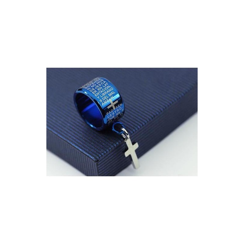 Exquisite Blaue Titanring-Halskette Und Kreuzanhänger Exquisite Blaue Titanring-Halskette Und Kreuzanhänger