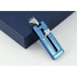 Mode Bibel Kreuz Blau Titan Halskette Und Diamant Anhänger
