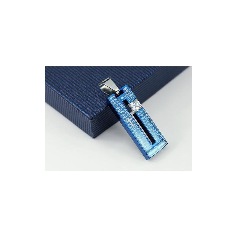 Mode Bibel Kreuz Blau Titan Halskette Und Diamant Anhänger Mode Bibel Kreuz Blau Titan Halskette Und Diamant Anhänger