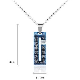 Mode Bibel Kreuz Blau Titan Halskette Und Diamant Anhänger