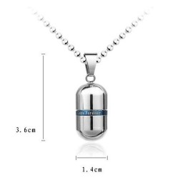 Halskette Mit Pillenanhänger „Love Forever“, Silber, Reines Titan