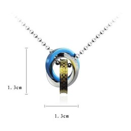 Modischer Anhänger Mit Dreifarbigen Ringen Und Titan-Halskette