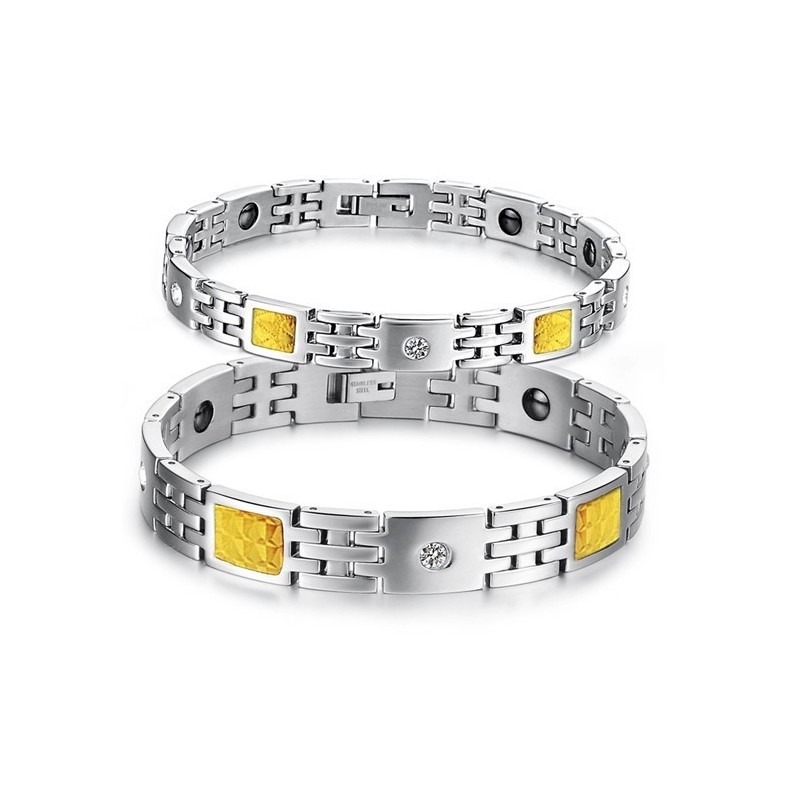 Hochwertiges Titan-Magnetstein-Armband Für Liebhaber Mit Strass Hochwertiges Titan-Magnetstein-Armband Für Liebhaber Mit Strass
