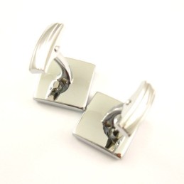 Quadratische Manschettenknöpfe Aus Titan Mit Horizontalen Streifen