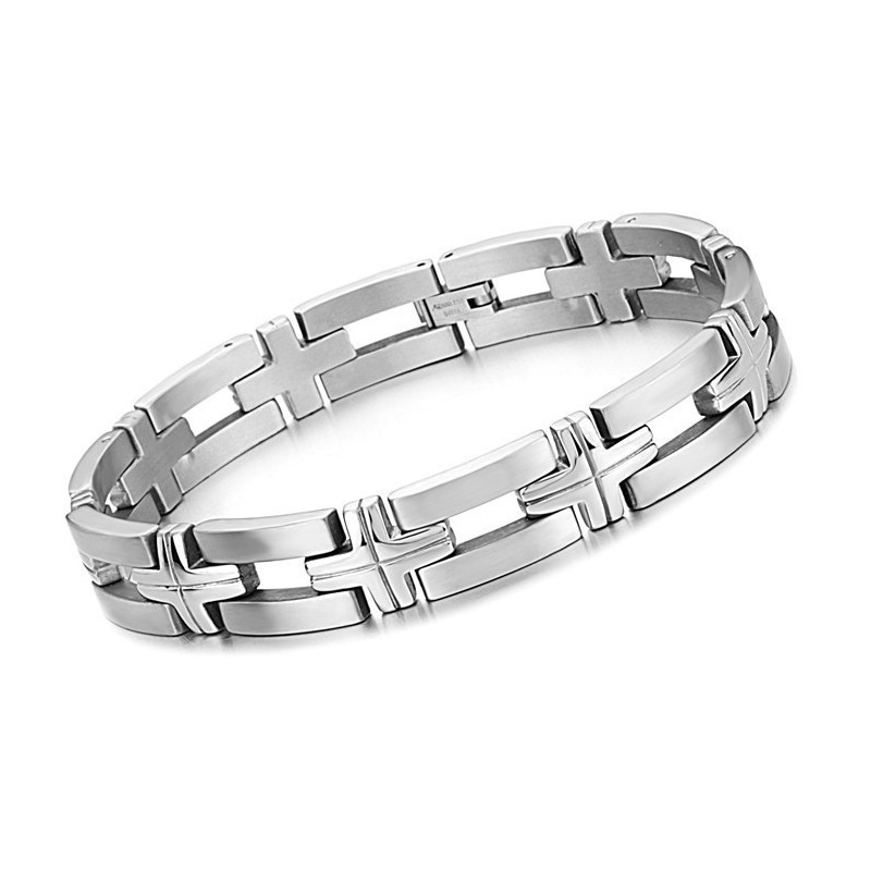 Hochwertiges Titanarmband Mit Kreuz Für Männer Hochwertiges Titanarmband Mit Kreuz Für Männer