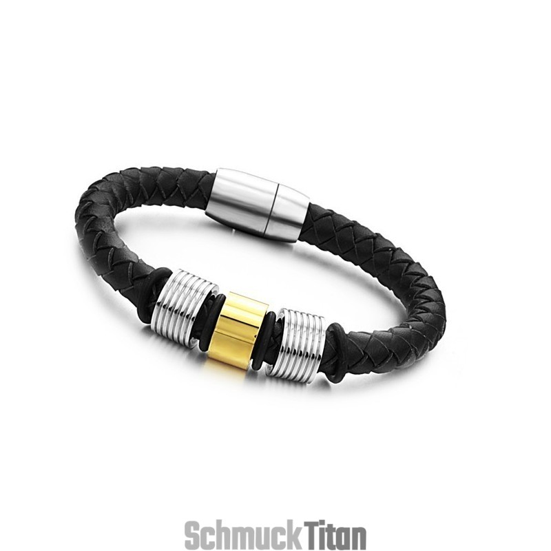 Die Königin Der Qualität Herren-Armreif Aus Schwarzem Titanleder