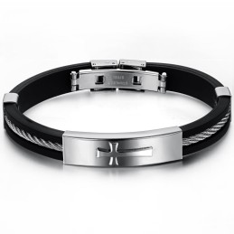 Hochwertiger Titan-Armreif Mit Kreuz Für Männer