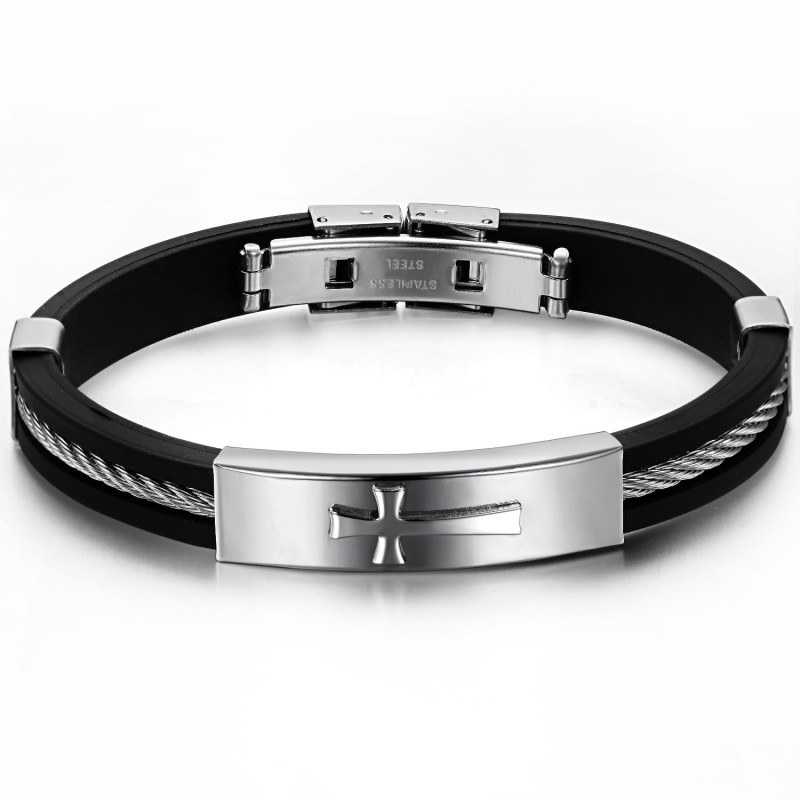 Hochwertiger Titan-Armreif Mit Kreuz Für Männer Hochwertiger Titan-Armreif Mit Kreuz Für Männer