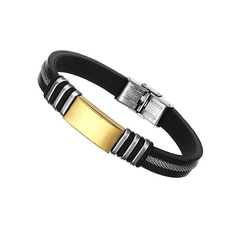 Weltweit Bekannter Männlicher Charm-Armreif Aus Titan Und Silikon Weltweit Bekannter Männlicher Charm-Armreif Aus Titan Und Silikon