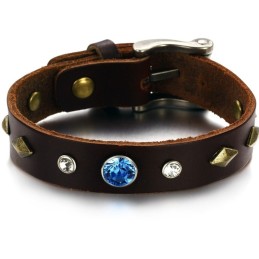 Langlebig Im Gebrauch Retro Titan Leder Armreif Mit Strass