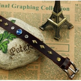 Langlebig Im Gebrauch Retro Titan Leder Armreif Mit Strass