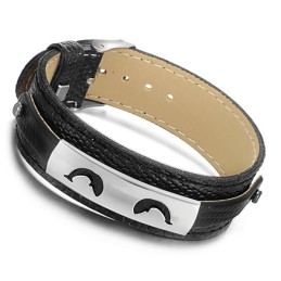 Verkauft Sich Weltweit Gut: Schwarzes Titan-Lederarmband