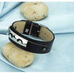 Verkauft Sich Weltweit Gut: Schwarzes Titan-Lederarmband
