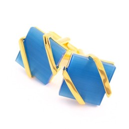 Manschettenknöpfe Aus Titan Und Ip-Gold Mit Himmelblauem Achat