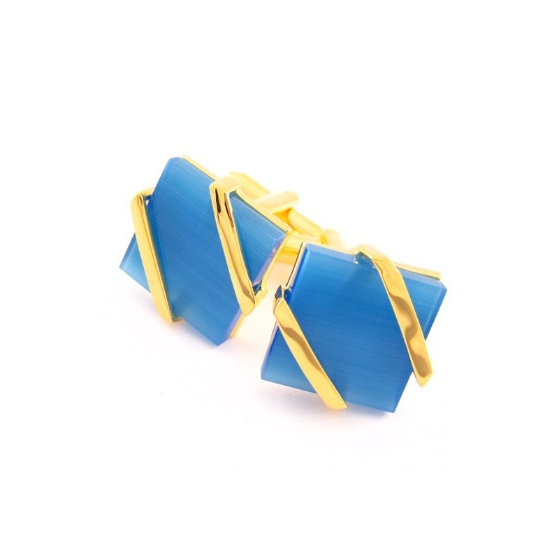 Manschettenknöpfe Aus Titan Und Ip-Gold Mit Himmelblauem Achat Manschettenknöpfe Aus Titan Und Ip-Gold Mit Himmelblauem Achat