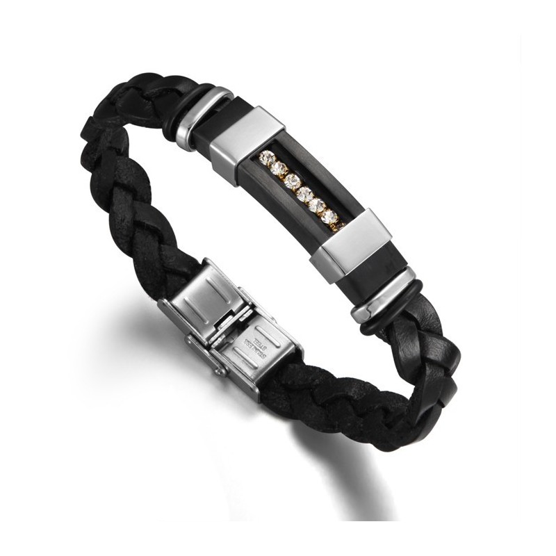 Reliable Reputation Herren-Armreif Aus Schwarzem Titanleder Reliable Reputation Herren-Armreif Aus Schwarzem Titanleder