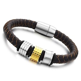 Qualität Und Quantität Gesichert Herren Braun Titan Leder Armreif