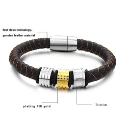 Qualität Und Quantität Gesichert Herren Braun Titan Leder Armreif