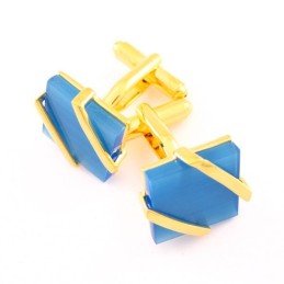 Manschettenknöpfe Aus Titan Und Ip-Gold Mit Himmelblauem Achat