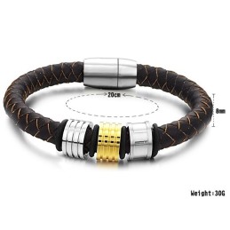 Qualität Und Quantität Gesichert Herren Braun Titan Leder Armreif