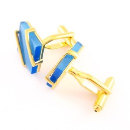 Manschettenknöpfe Aus Titan Und Ip-Gold Mit Himmelblauem Achat