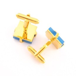 Manschettenknöpfe Aus Titan Und Ip-Gold Mit Himmelblauem Achat