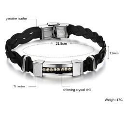 Weltweit Gut Verkaufter Titan-Lederarmreif Mit Strass