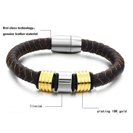 Hochwertiger Brauner Titan-Lederarmreif Für Männer