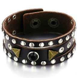 Hochwertiger Retro Titan Leder Armreif Mit Strass