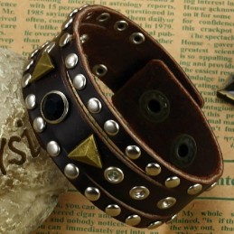 Hochwertiger Retro Titan Leder Armreif Mit Strass