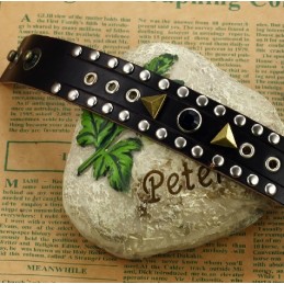 Hochwertiger Retro Titan Leder Armreif Mit Strass