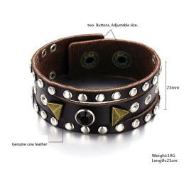 Hochwertiger Retro Titan Leder Armreif Mit Strass