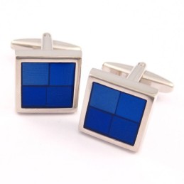 Funky Manschettenknöpfe Aus Titan Und Blauem Quadrat