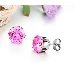 Große Auswahl An Weiblichen Rosa Titan-Ohrringen Mit Diamant