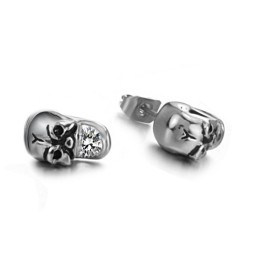 Zuverlässige Leistung Weibliche Totenkopf Titan Ohrringe Mit Diamant