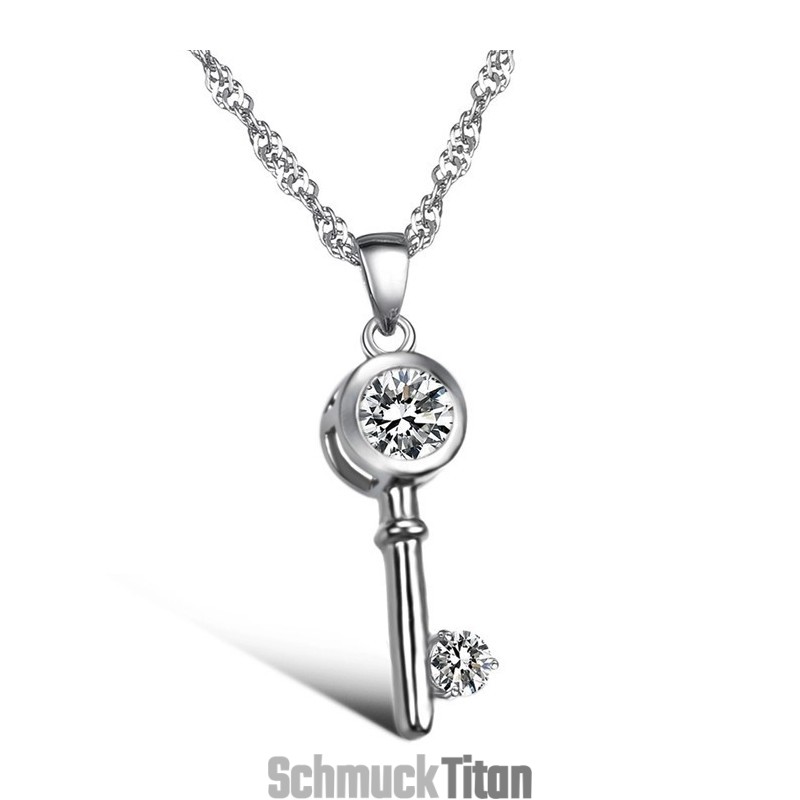 Große Auswahl An Weiblichen Schloss Und Schlüssel  ierung Titan Halskette Mit Strass