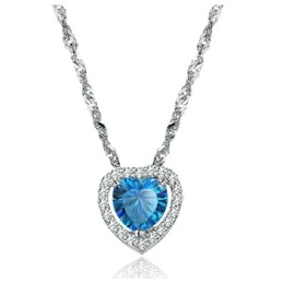 Hochwertige Weibliche Sweetheart Platinierte Titan Halskette Mit Strass