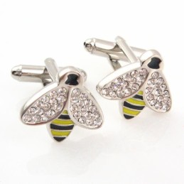 Manschettenknöpfe Aus Titan Und Diamanten In Bienenform