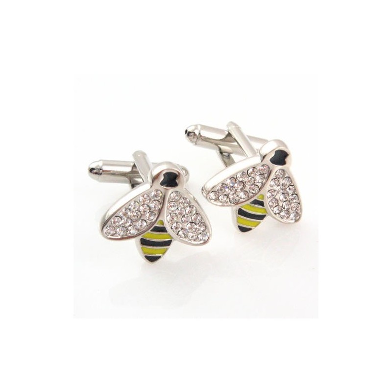 Manschettenknöpfe Aus Titan Und Diamanten In Bienenform Manschettenknöpfe Aus Titan Und Diamanten In Bienenform
