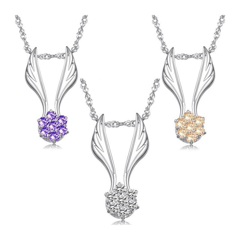 Einfach Zu Verwendende Halskette Aus Platiniertem Titan In Flügelform Für Frauen Mit Strass Einfach Zu Verwendende Halskette Aus Platiniertem Titan In Flügelform Für Frauen Mit Strass