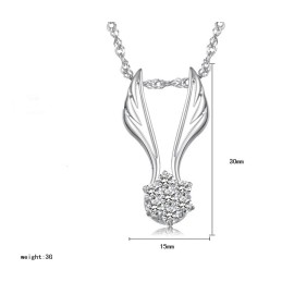 Einfach Zu Verwendende Halskette Aus Platiniertem Titan In Flügelform Für Frauen Mit Strass
