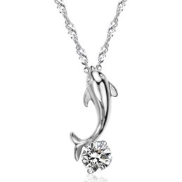 Weltweit Bekannte Weibliche Halskette Aus Platiniertem Titan In Delfinform Mit Diamant