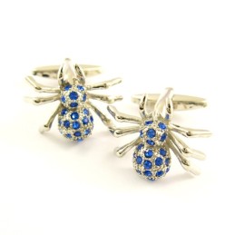 Manschettenknöpfe „Mysterious Spider“ Aus Titan Mit Blauen Diamanten