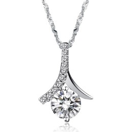 Hochwertige Damen-Halskette Aus Platiniertem Titan Mit Diamant