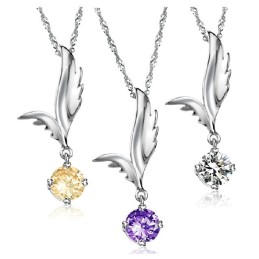 Zuverlässige Qualität Weibliche Flügelform Platinierte Titan Halskette Mit Strass