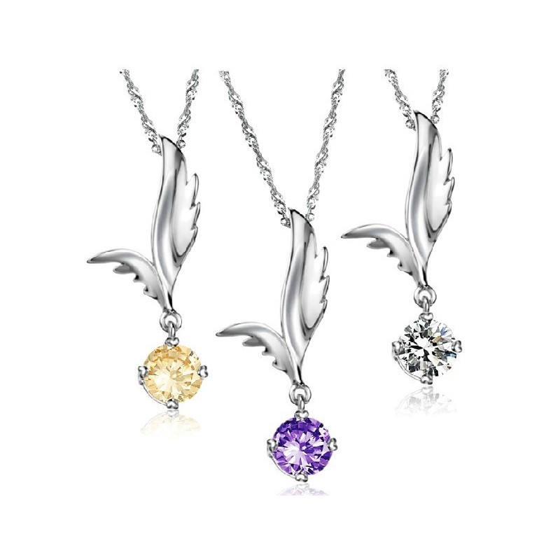 Zuverlässige Qualität Weibliche Flügelform Platinierte Titan Halskette Mit Strass Zuverlässige Qualität Weibliche Flügelform Platinierte Titan Halskette Mit Strass