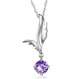 Zuverlässige Qualität Weibliche Flügelform Platinierte Titan Halskette Mit Strass
